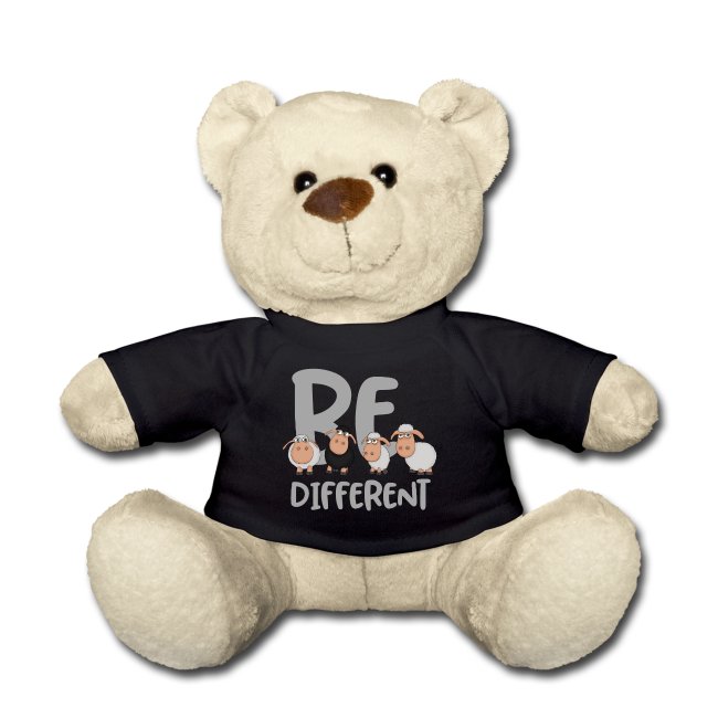 Be different Schafe Design auf Teddybär als Geschenkidee für einen besonderen Menschen