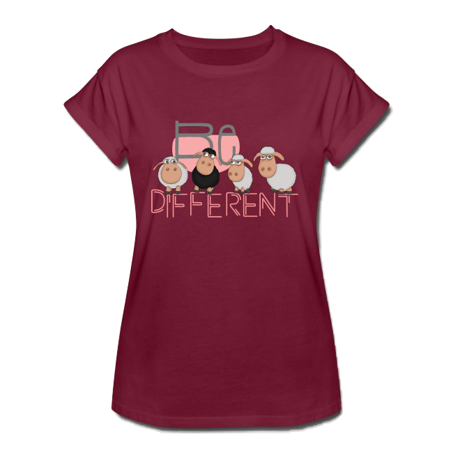 be different Schafe Damen Shirt bordeaux rot